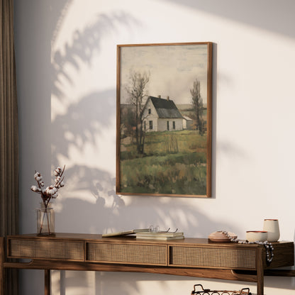 Premium Poster of Serene Countryside House in Early Spring Season Posters