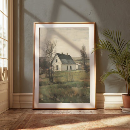 Premium Poster of Serene Countryside House in Early Spring Season Posters