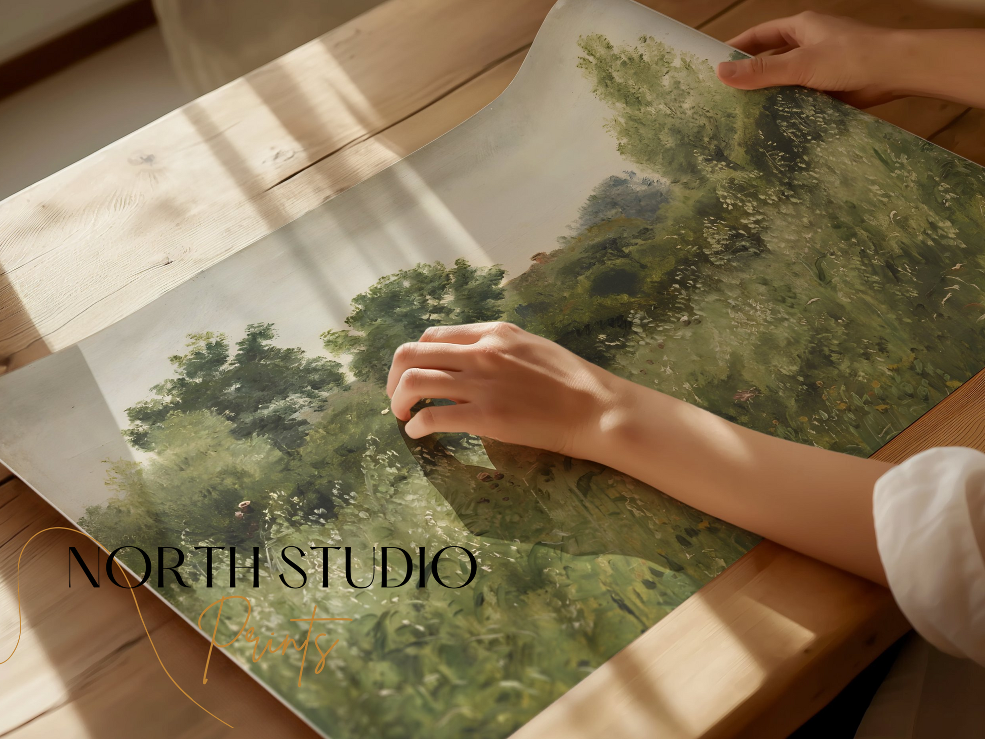 Premium Poster of Serene Countryside Landscape Botanical Wall Print Posters