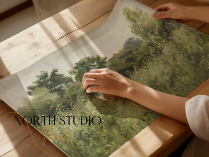 Premium Poster of Serene Countryside Landscape Botanical Wall Print Posters