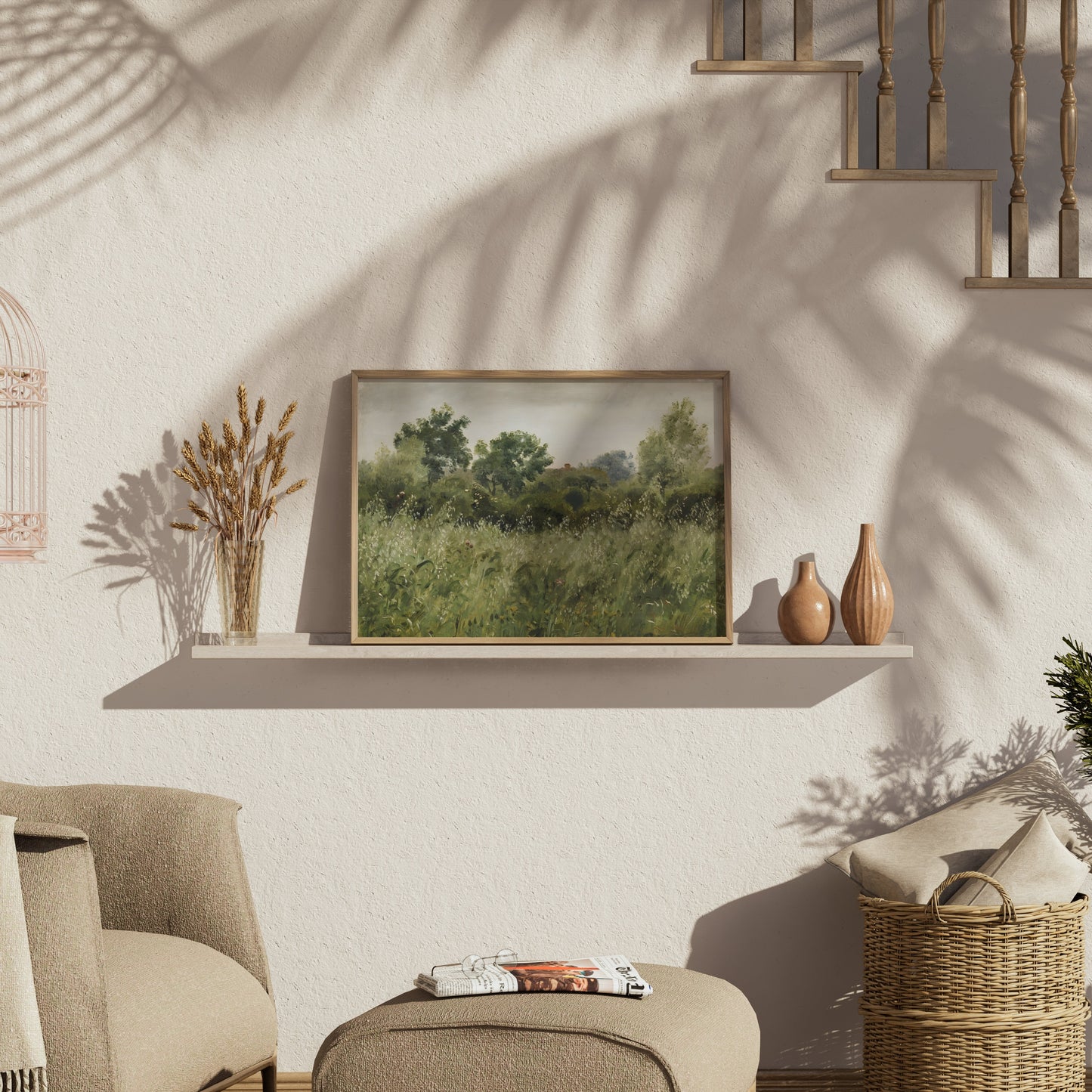 Premium Poster of Serene Countryside Landscape Botanical Wall Print Posters