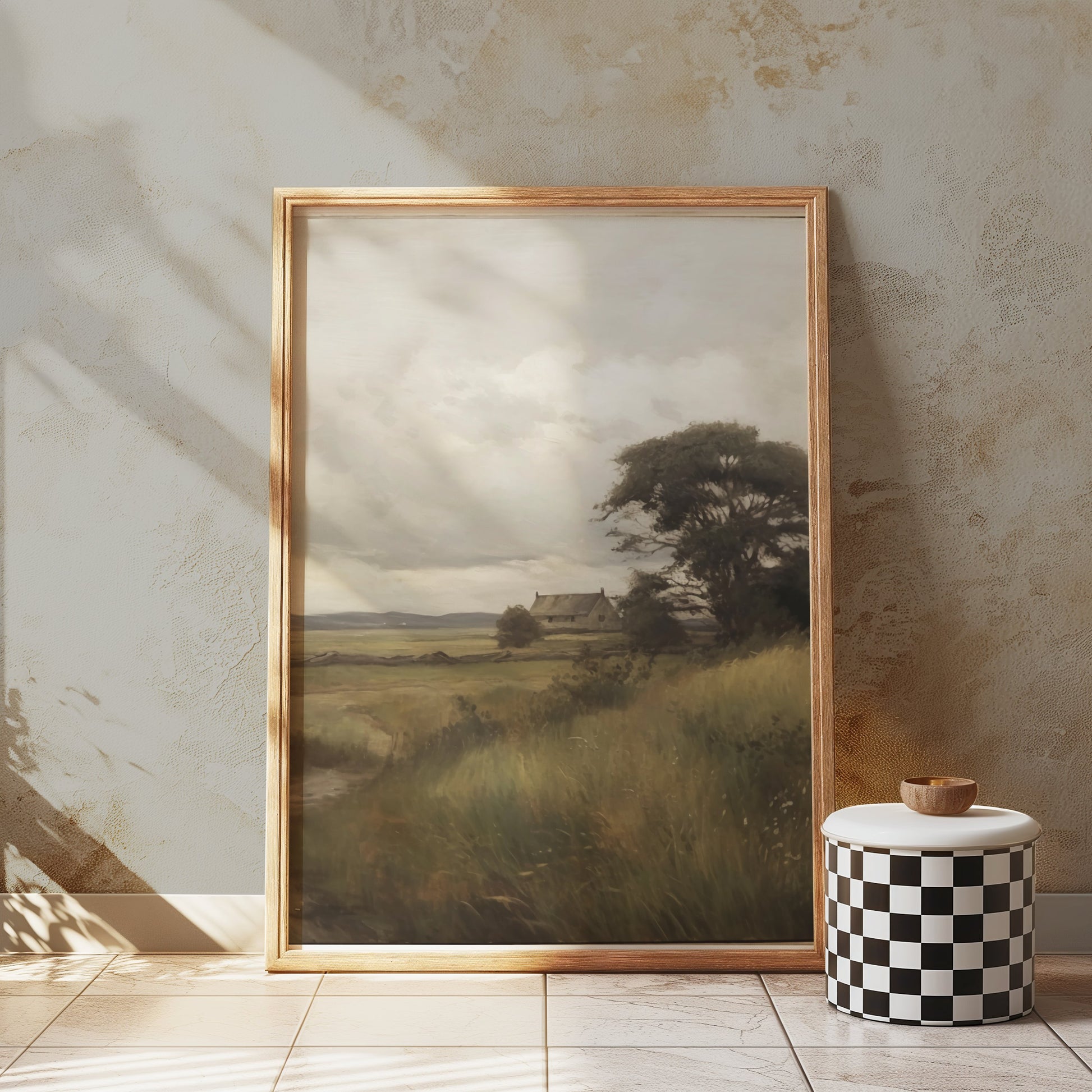 Premium Poster of Serene Countryside Landscape House and Tree Posters