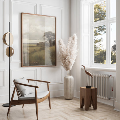 Premium Poster of Serene Countryside Landscape House and Tree Posters