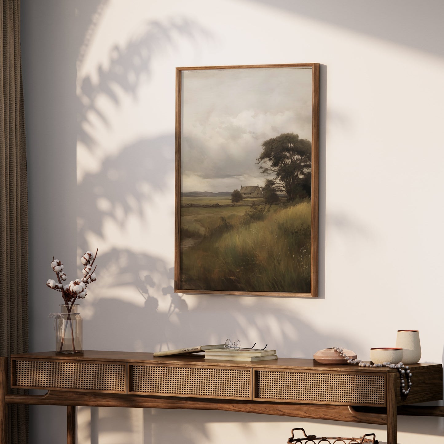 Premium Poster of Serene Countryside Landscape House and Tree Posters