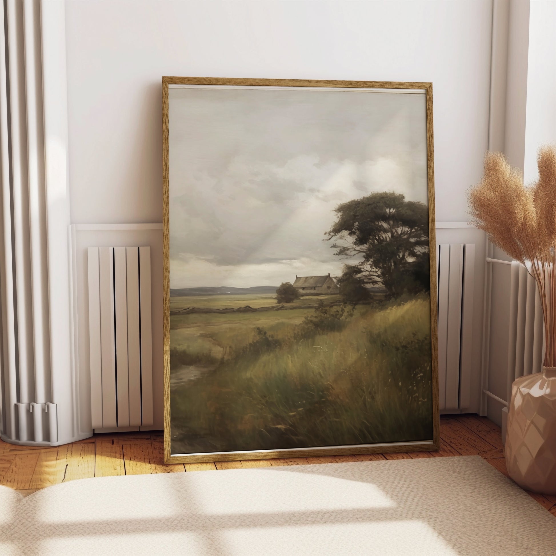 Premium Poster of Serene Countryside Landscape House and Tree Posters