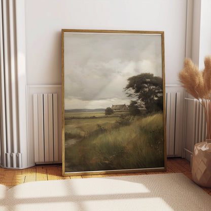 Premium Poster of Serene Countryside Landscape House and Tree Posters