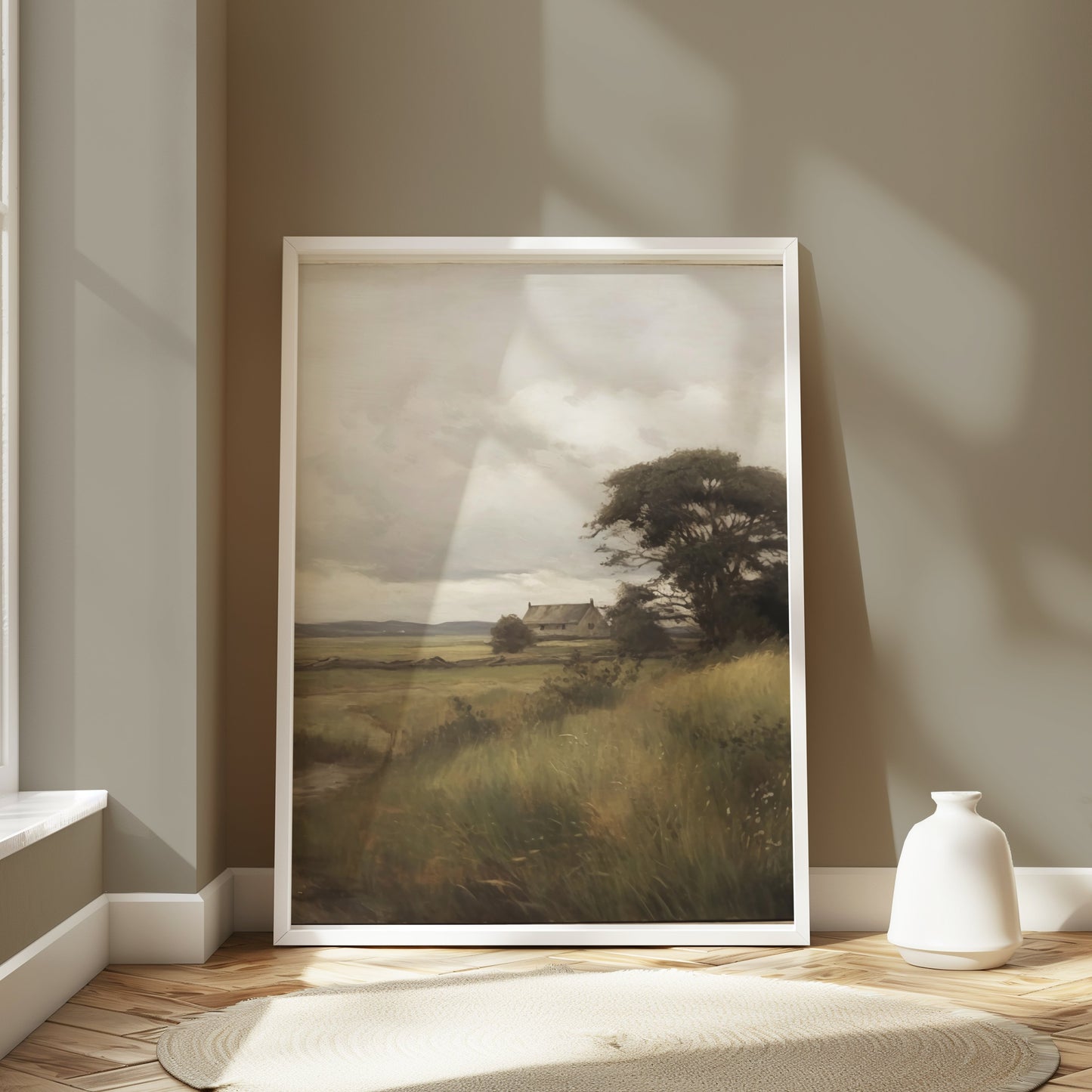 Premium Poster of Serene Countryside Landscape House and Tree Posters