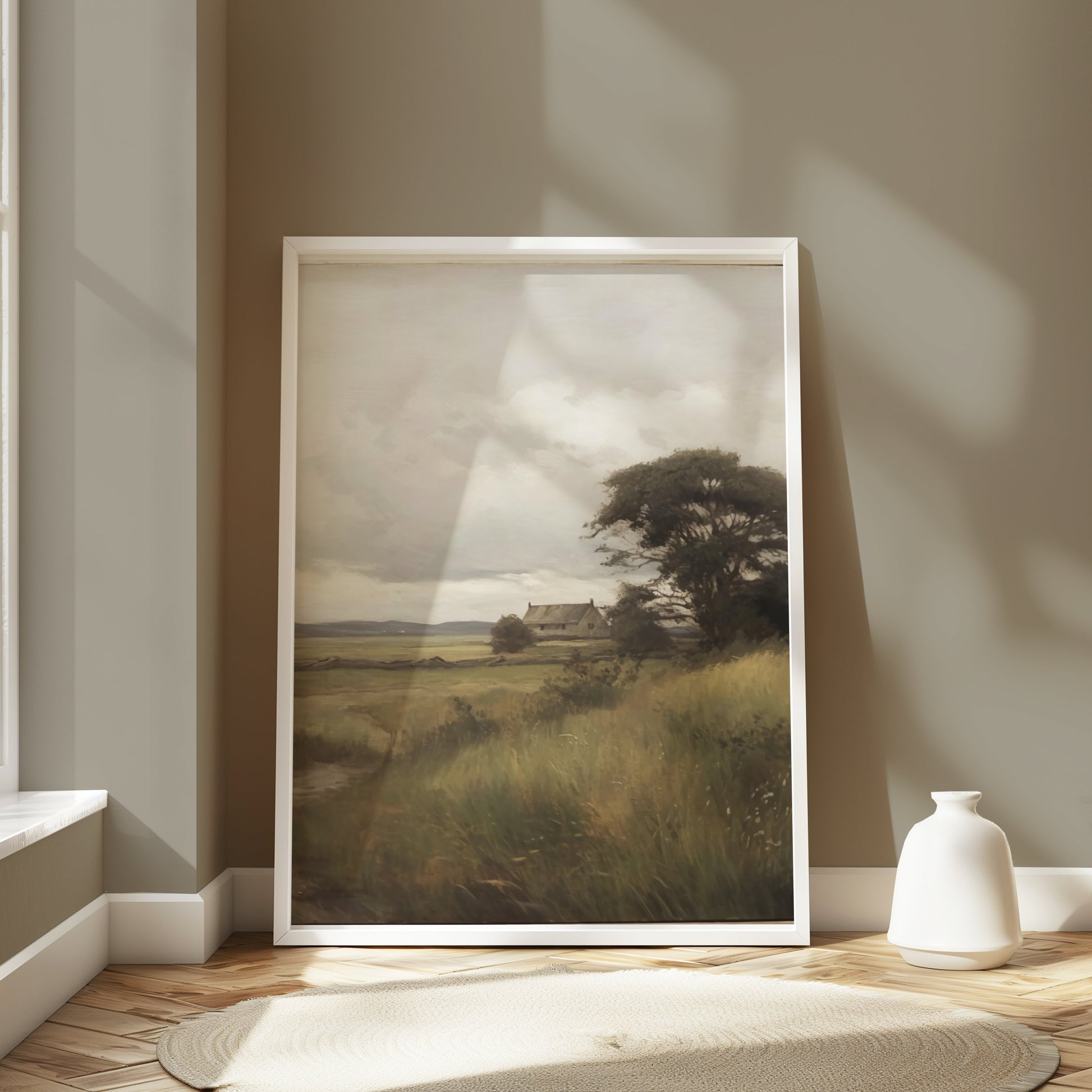Premium Poster of Serene Countryside Landscape House and Tree Posters
