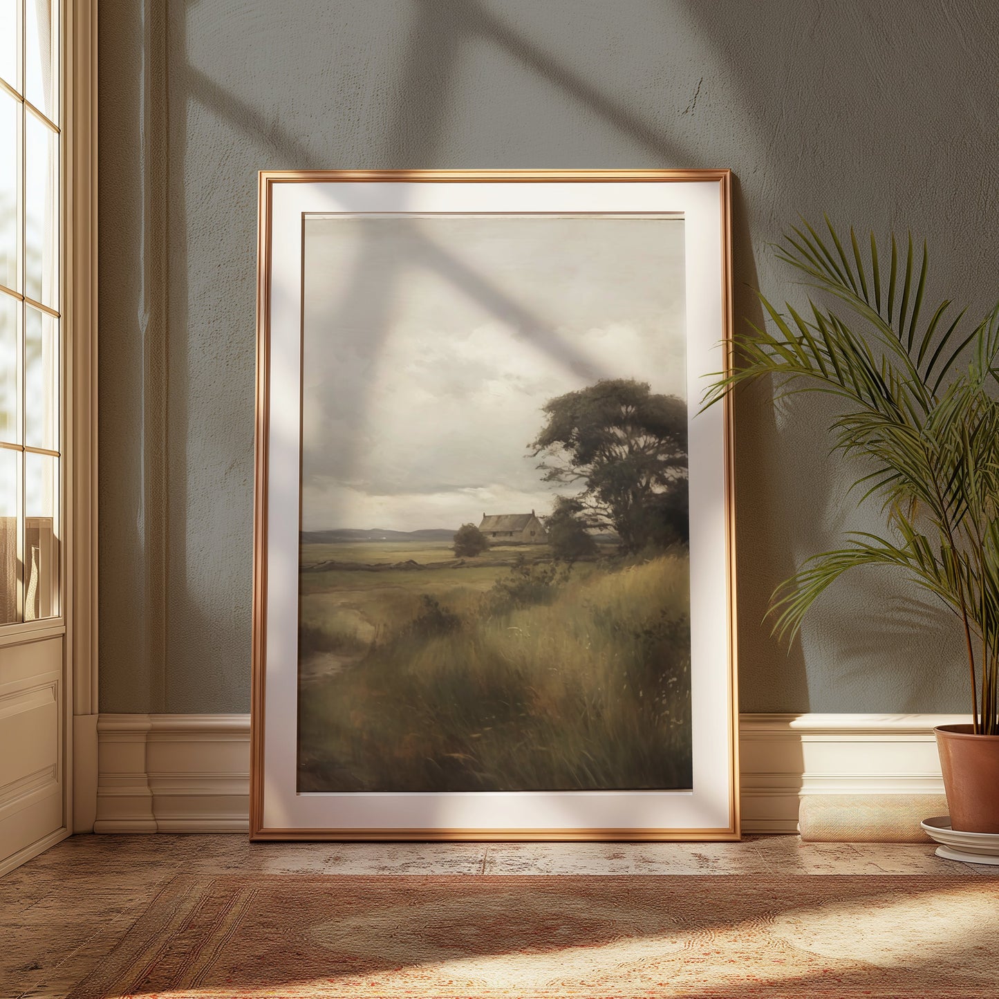 Premium Poster of Serene Countryside Landscape House and Tree Posters