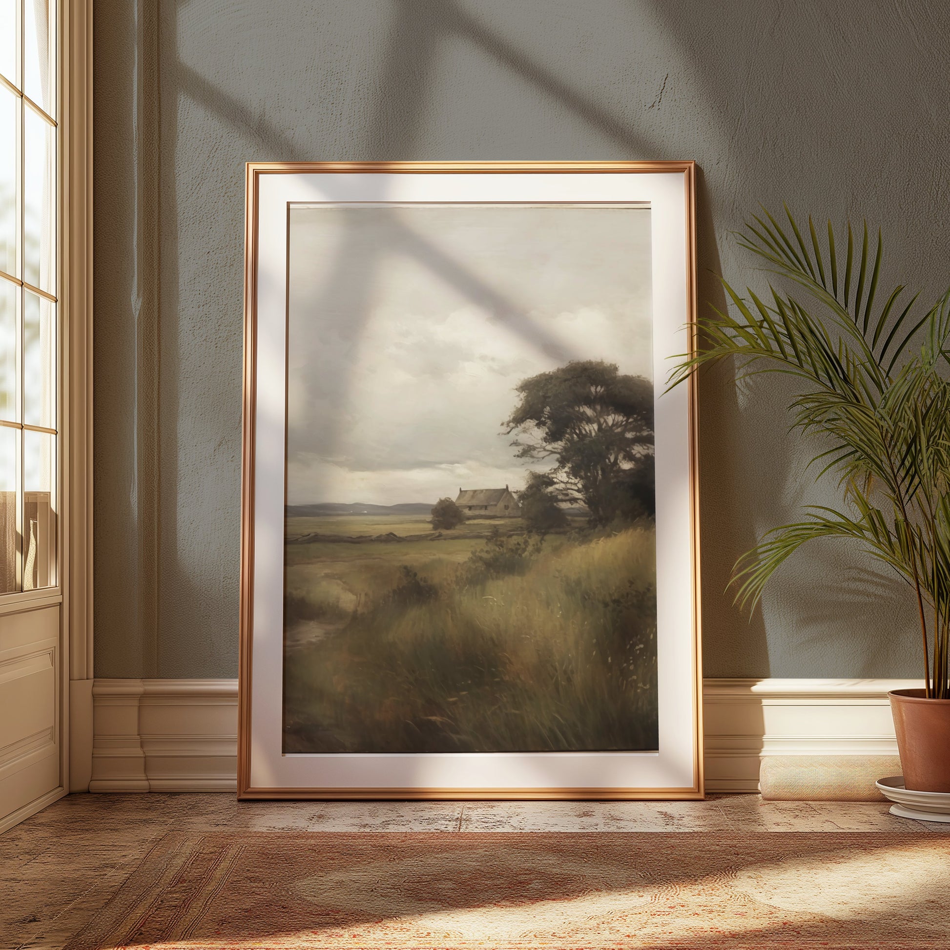 Premium Poster of Serene Countryside Landscape House and Tree Posters