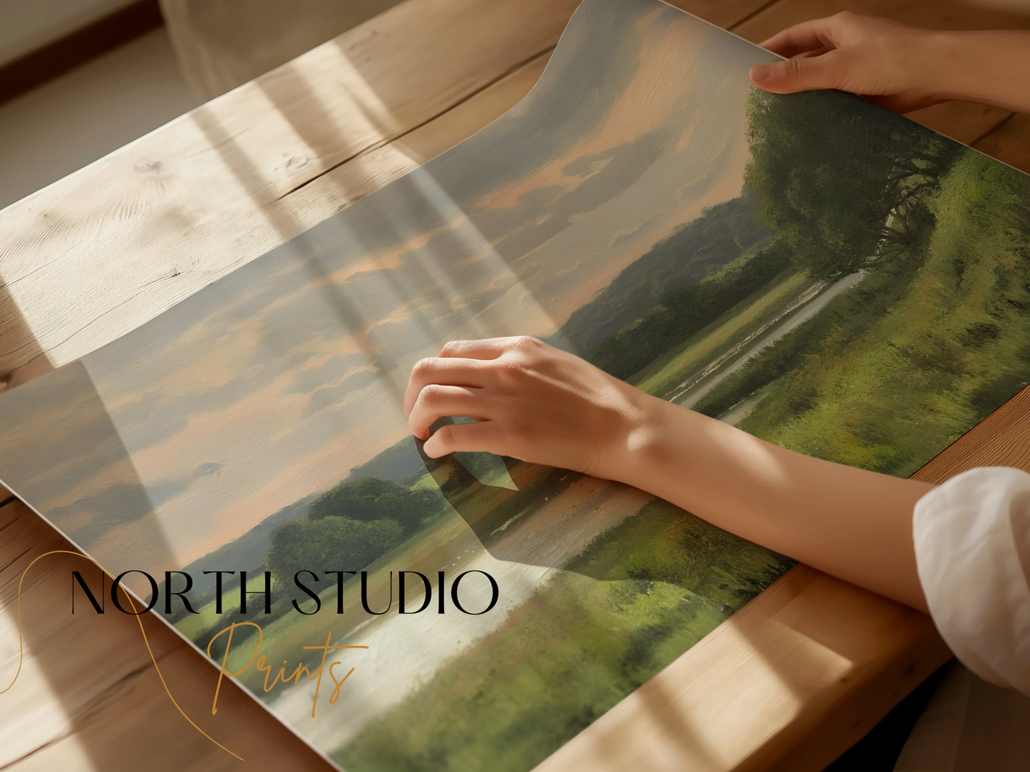 Premium Poster of Serene Countryside Landscape Scenic Art Print Posters