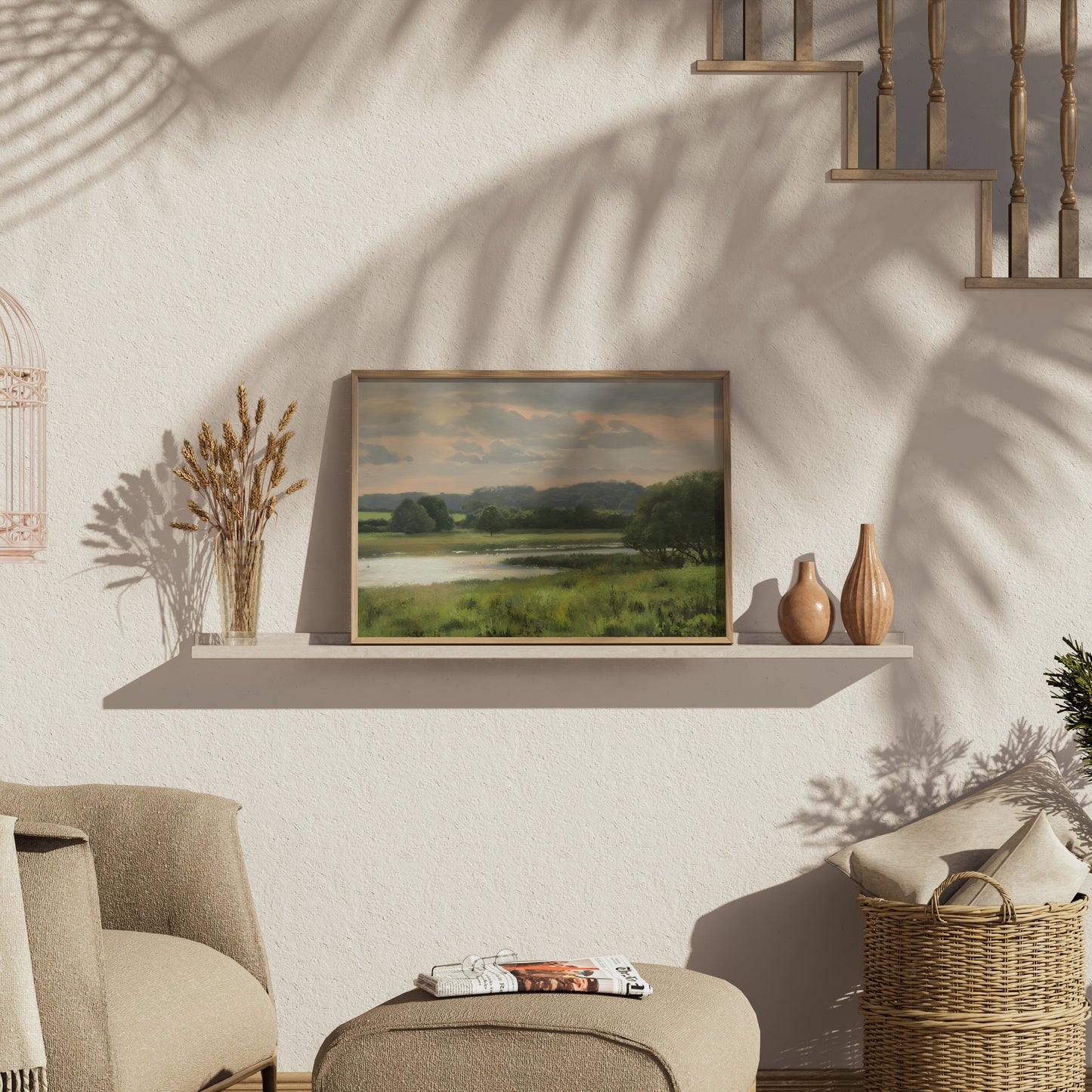 Premium Poster of Serene Countryside Landscape Scenic Art Print Posters