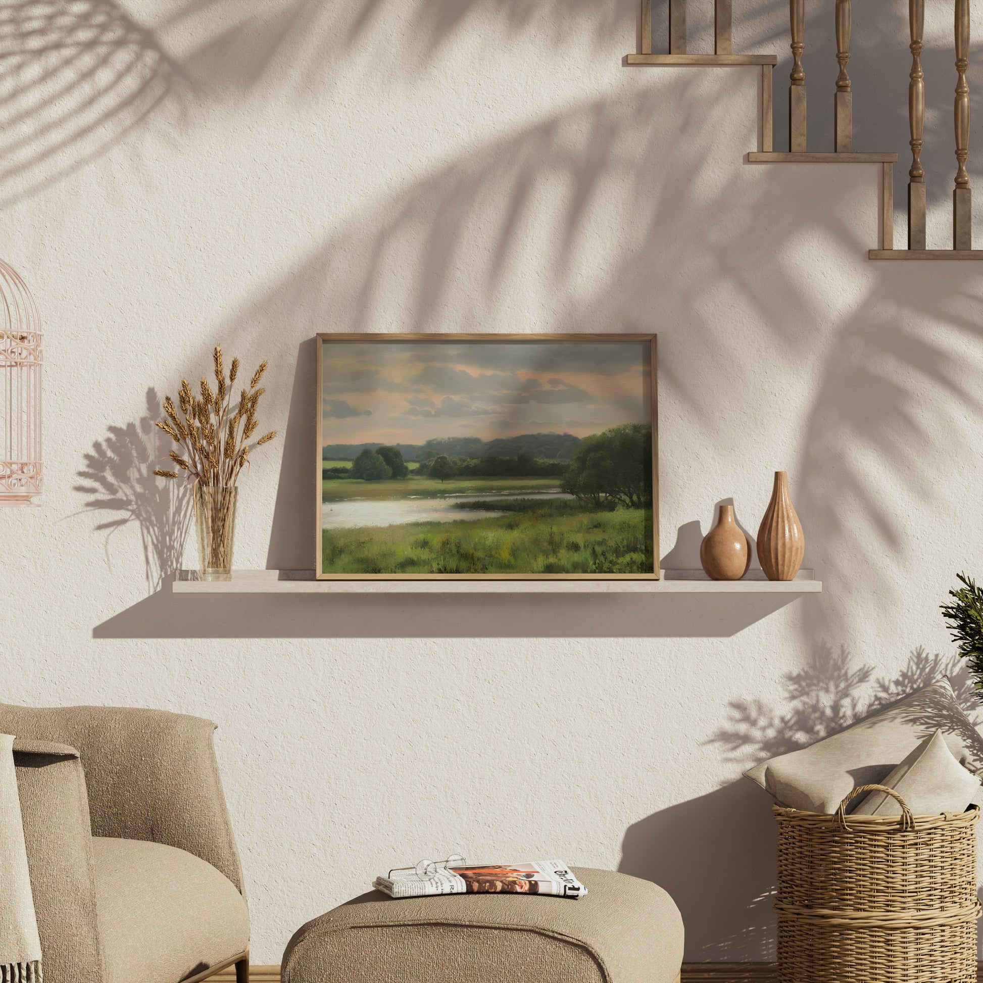 Premium Poster of Serene Countryside Landscape Scenic Art Print Posters
