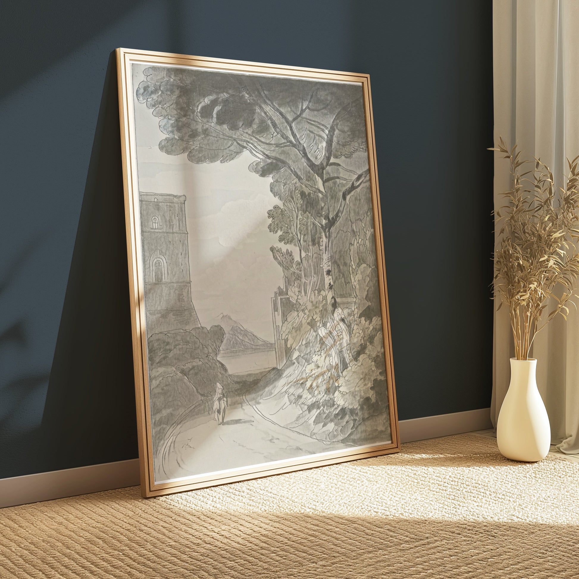 Premium Poster of Serene Countryside Landscape with Horseman Posters