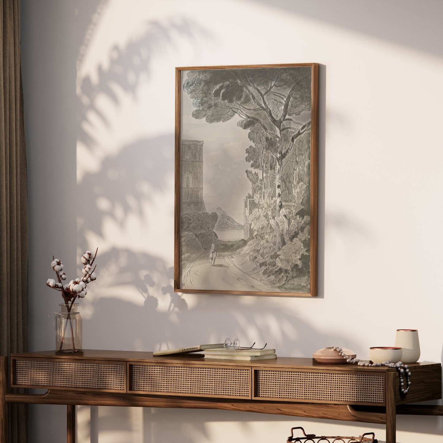 Premium Poster of Serene Countryside Landscape with Horseman Posters