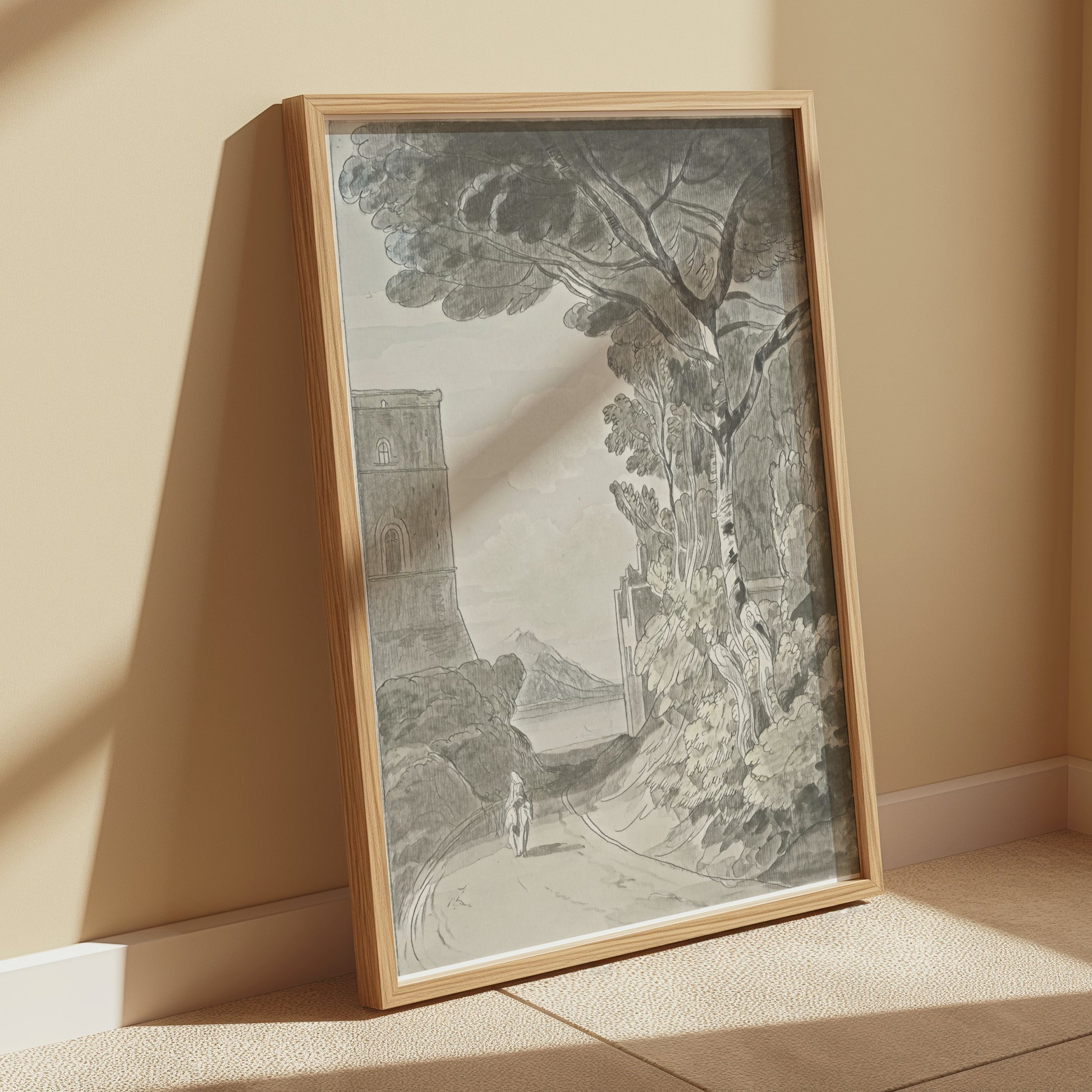 Premium Poster of Serene Countryside Landscape with Horseman Posters