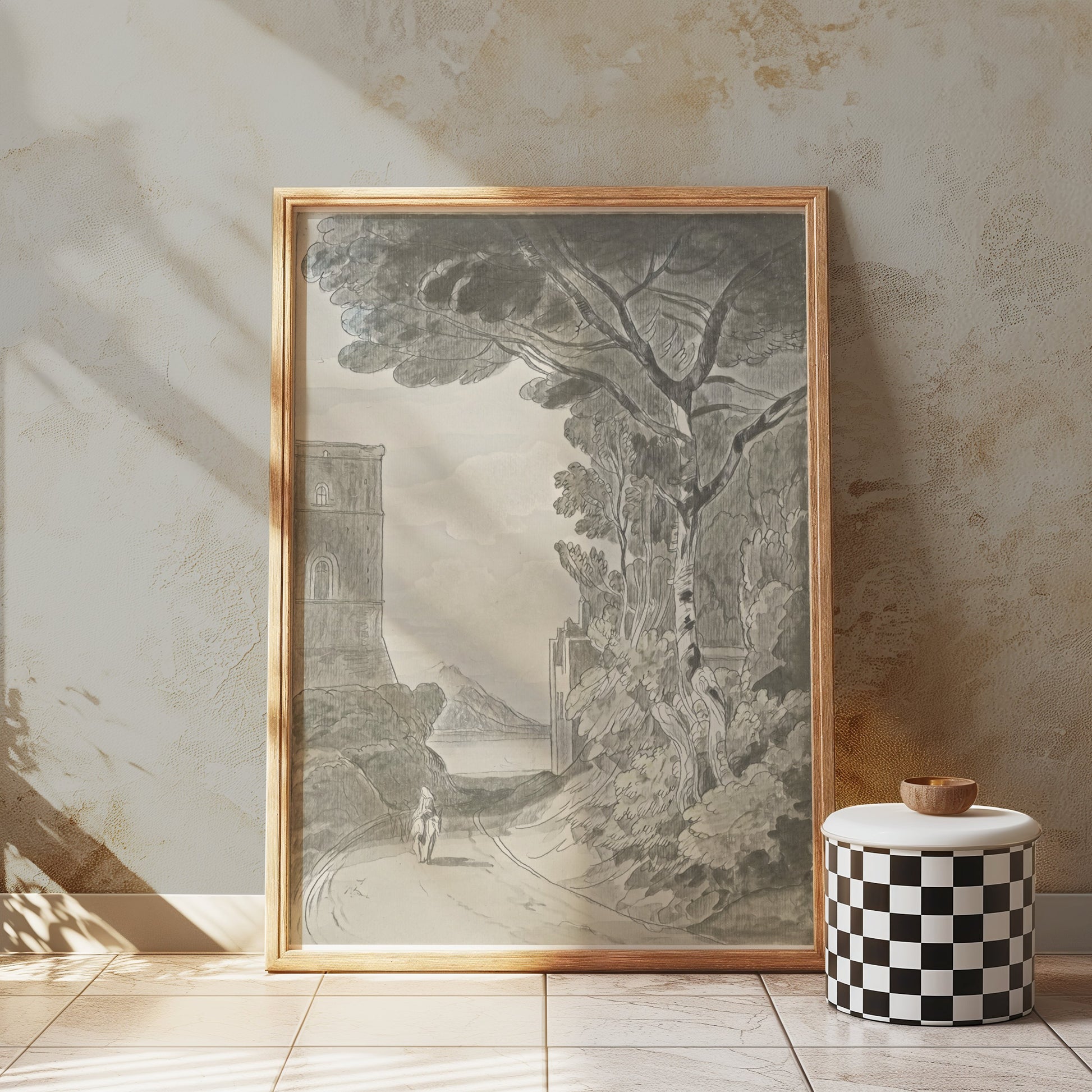 Premium Poster of Serene Countryside Landscape with Horseman Posters