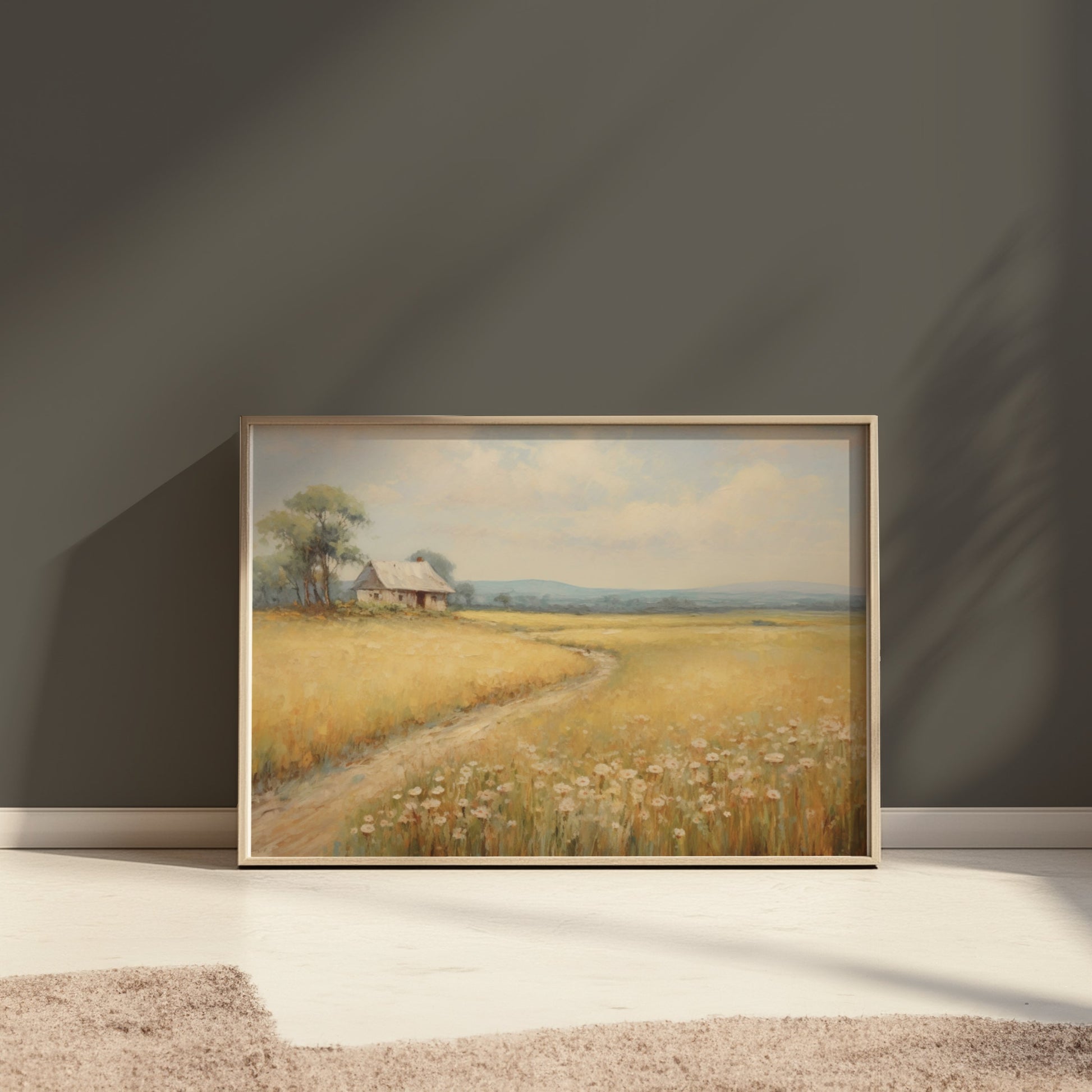 Premium Poster of Serene Countryside Landscape with Wildflowers Posters
