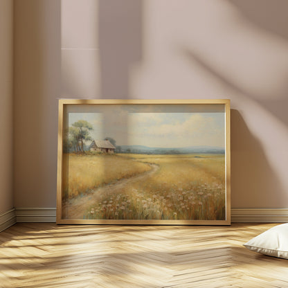 Premium Poster of Serene Countryside Landscape with Wildflowers Posters