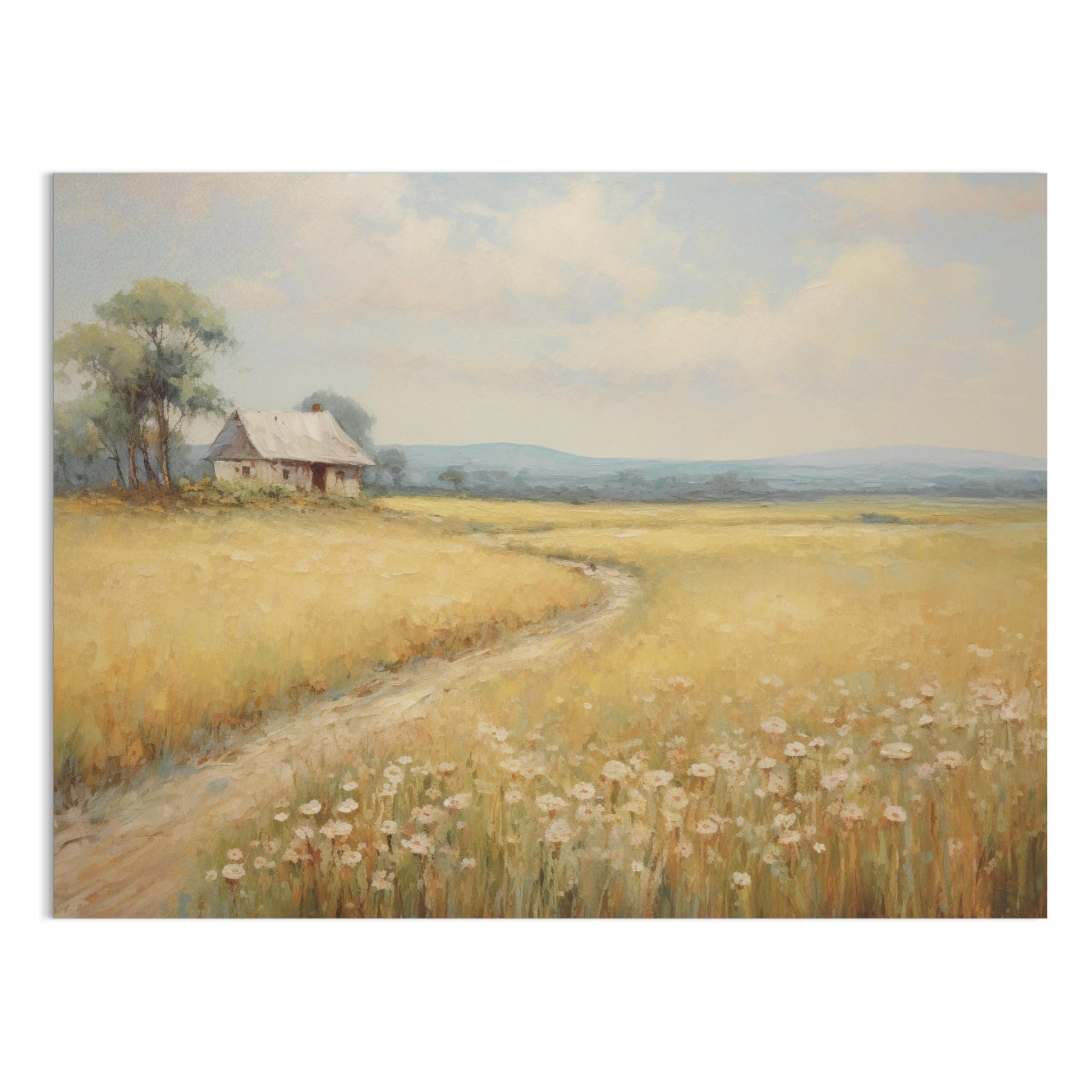 Premium Poster of Serene Countryside Landscape with Wildflowers Posters