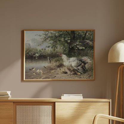 Premium Poster of Serene Countryside Scene With Poultry Family Posters