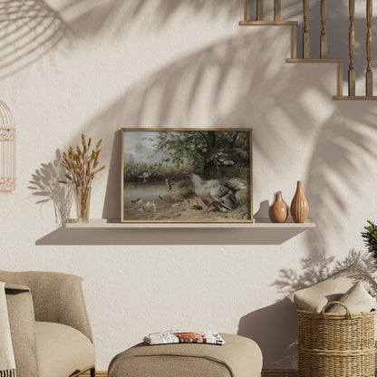Premium Poster of Serene Countryside Scene With Poultry Family Posters