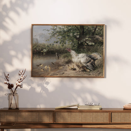 Premium Poster of Serene Countryside Scene With Poultry Family Posters