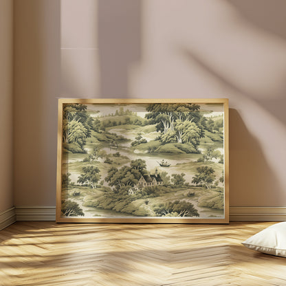 Premium Poster of Serene Countryside Scenic Art Illustrative Landscape Posters