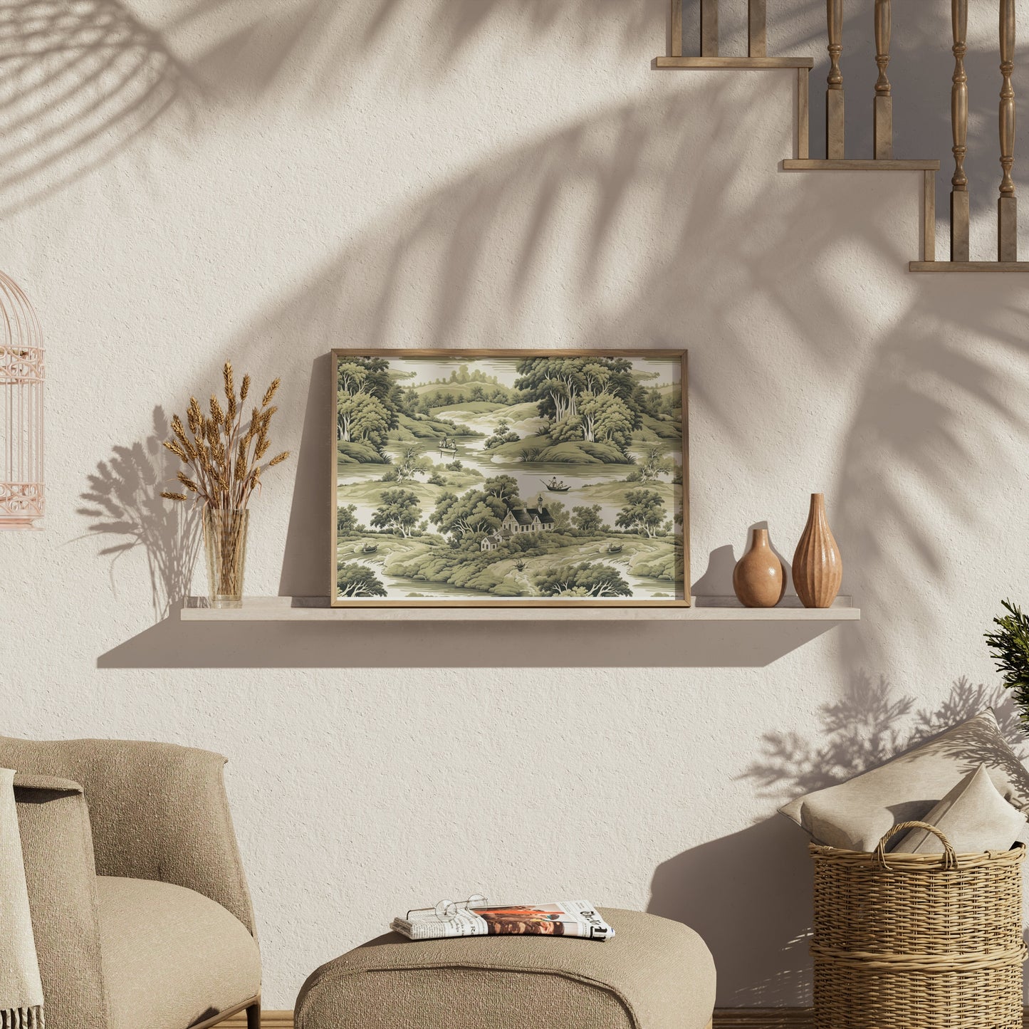 Premium Poster of Serene Countryside Scenic Art Illustrative Landscape Posters