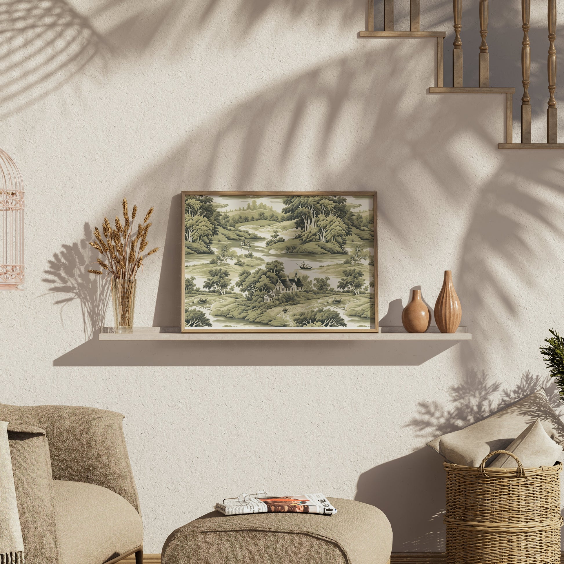 Premium Poster of Serene Countryside Scenic Art Illustrative Landscape Posters