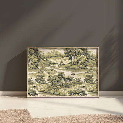 Premium Poster of Serene Countryside Scenic Art Illustrative Landscape Posters