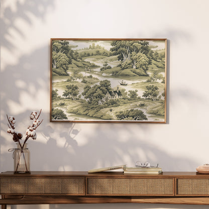 Premium Poster of Serene Countryside Scenic Art Illustrative Landscape Posters