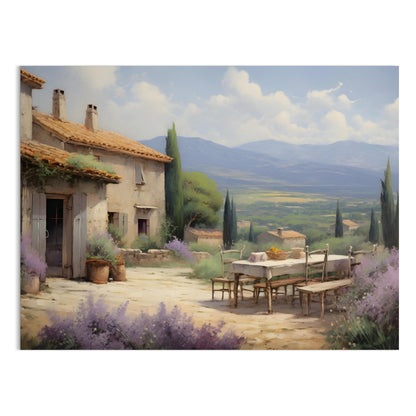 Premium Poster of Serene Countryside Scenic Patio with Mountains Art Posters