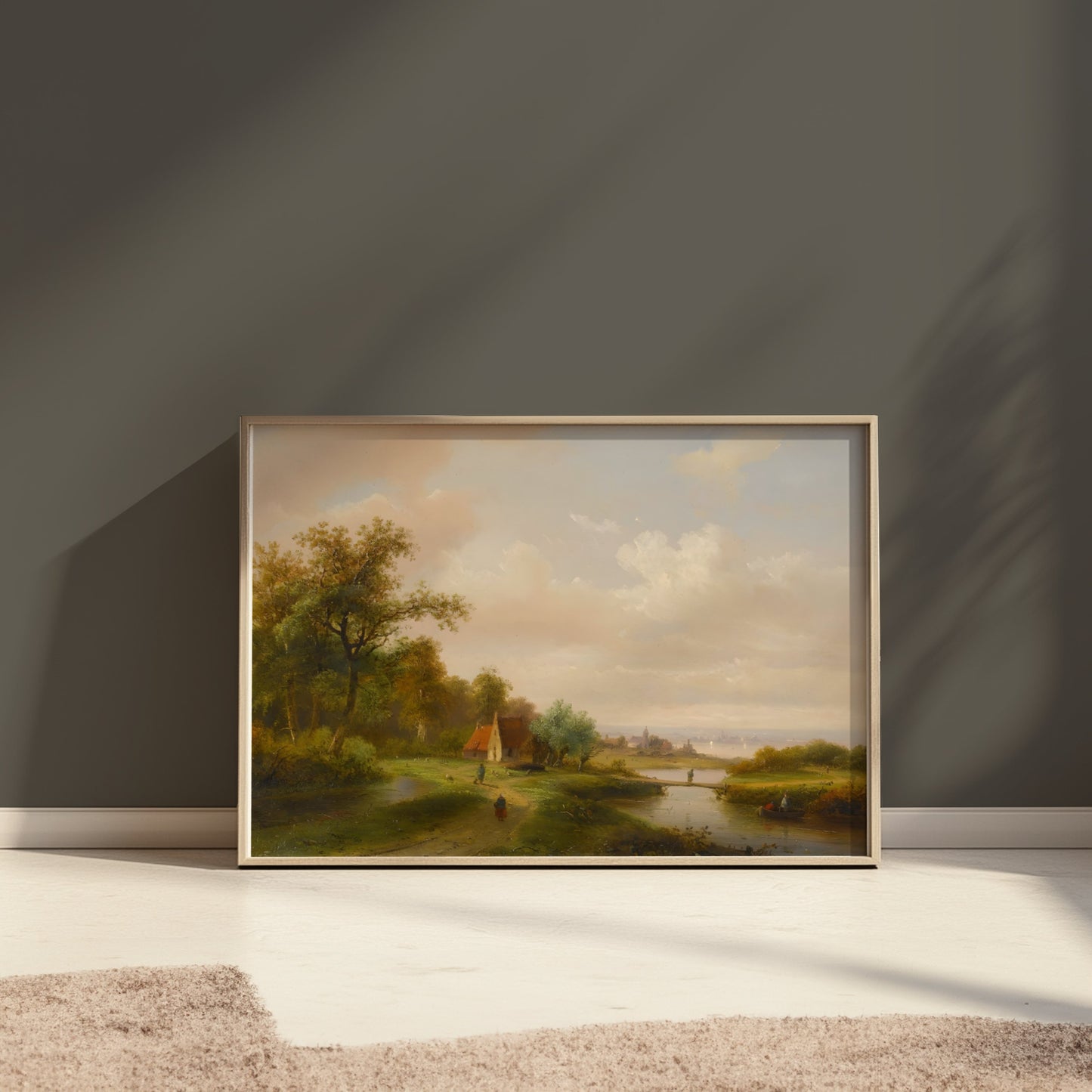 Premium Poster of Serene Countryside with River and Trees Art Print Posters
