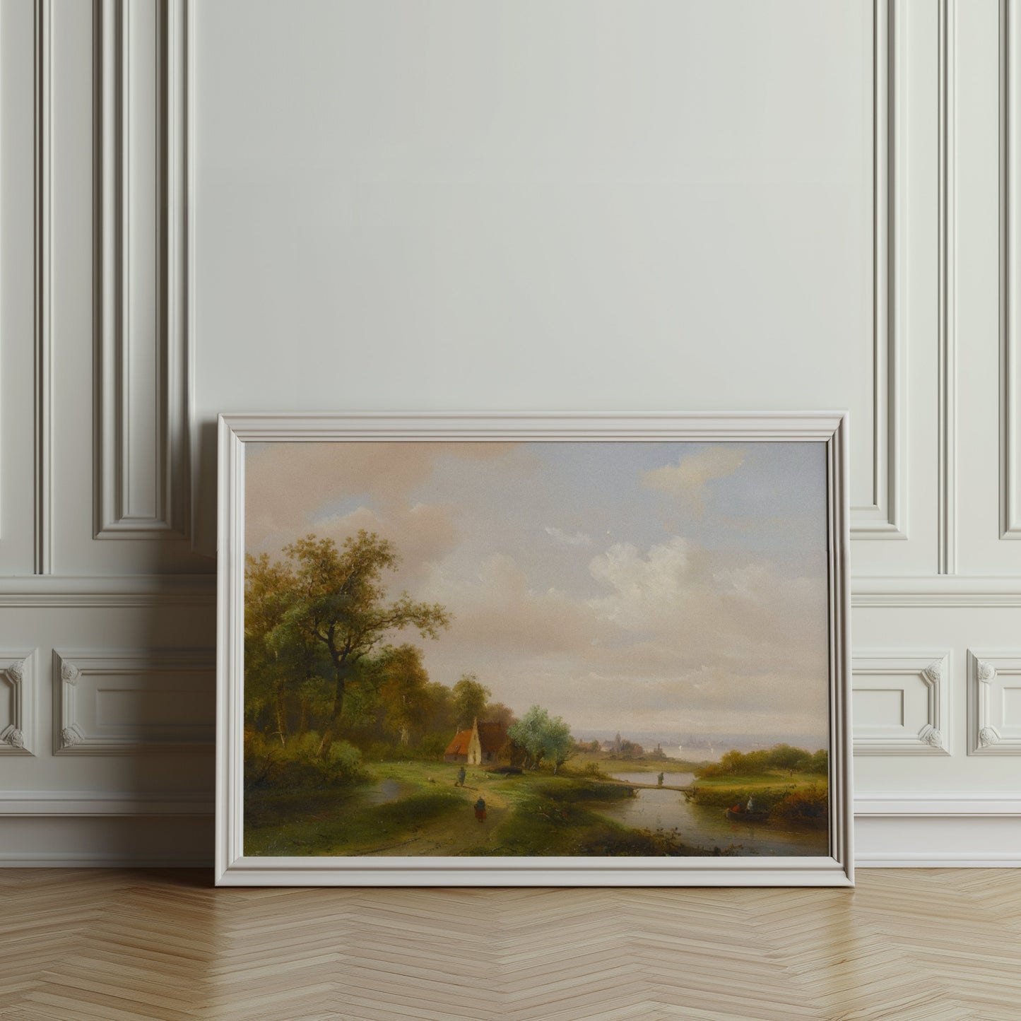 Premium Poster of Serene Countryside with River and Trees Art Print Posters