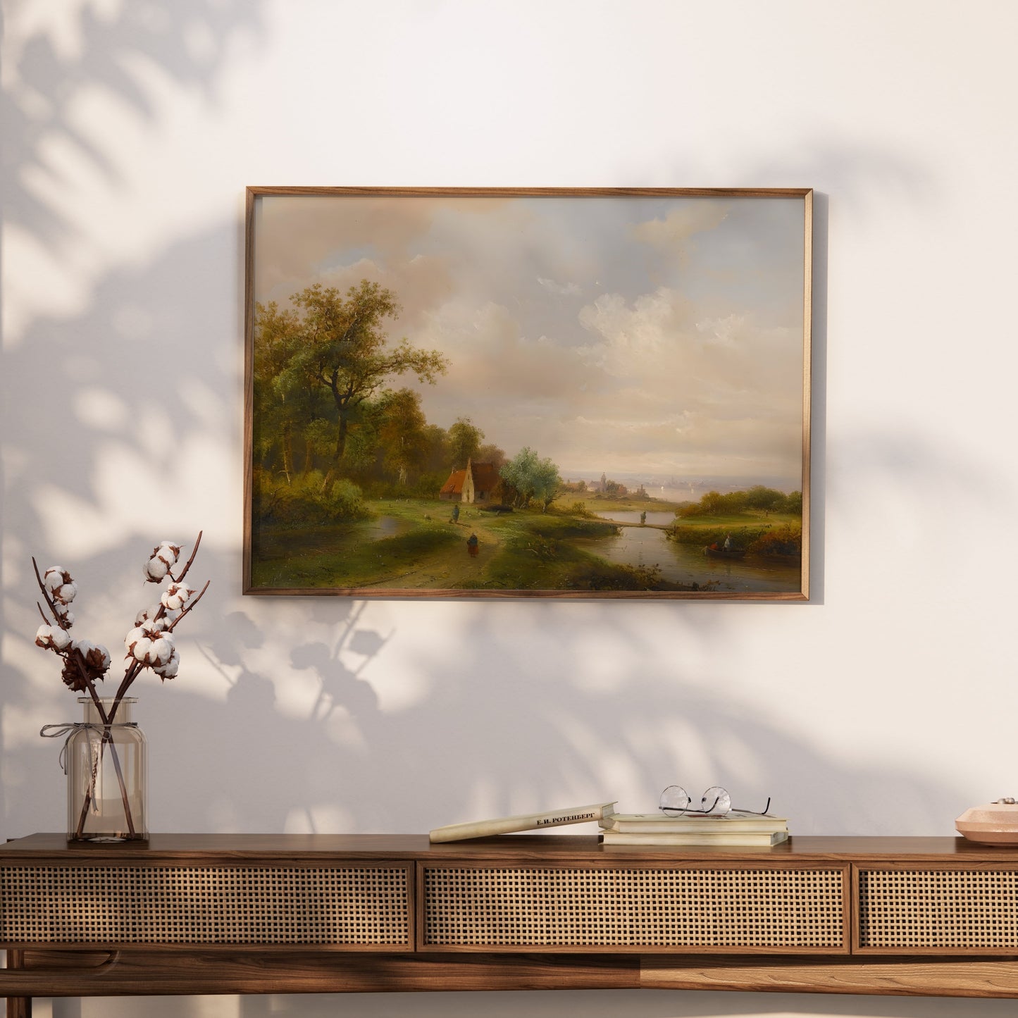 Premium Poster of Serene Countryside with River and Trees Art Print Posters