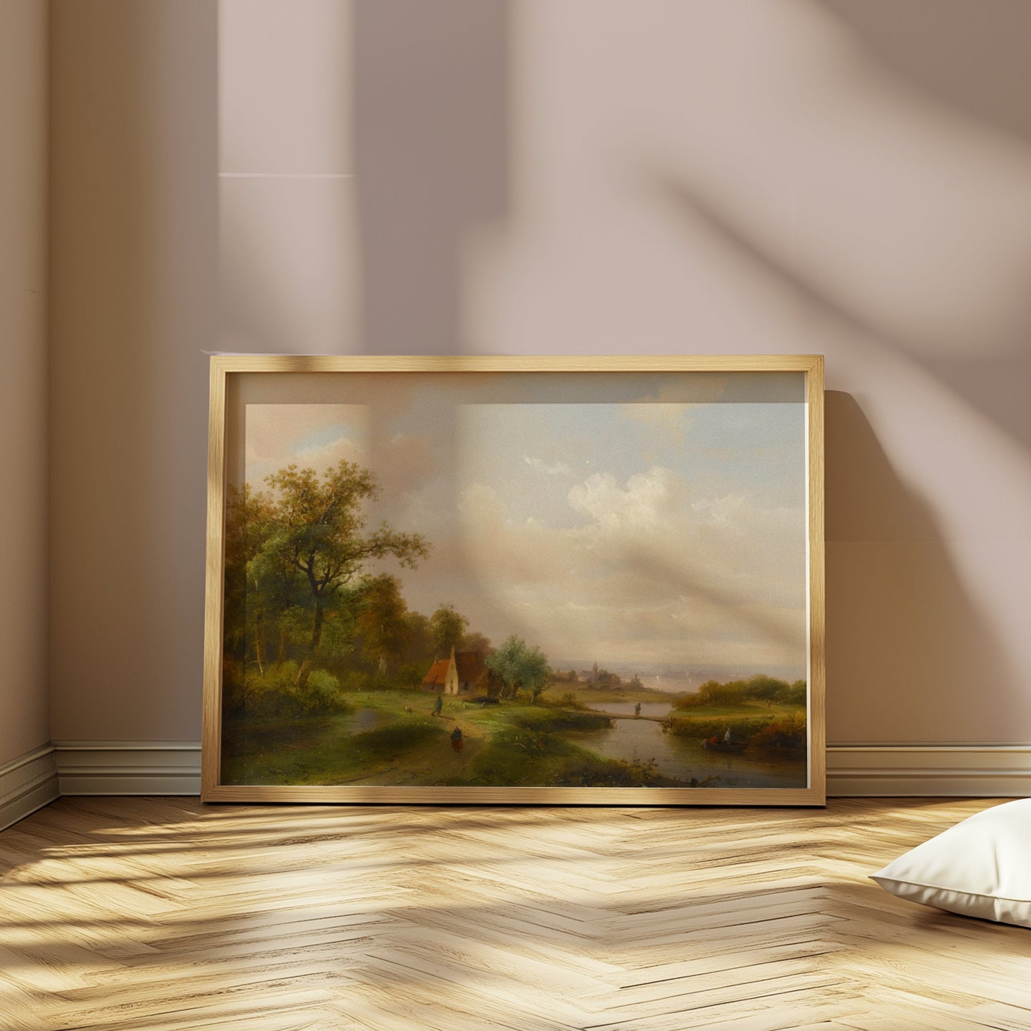 Premium Poster of Serene Countryside with River and Trees Art Print Posters
