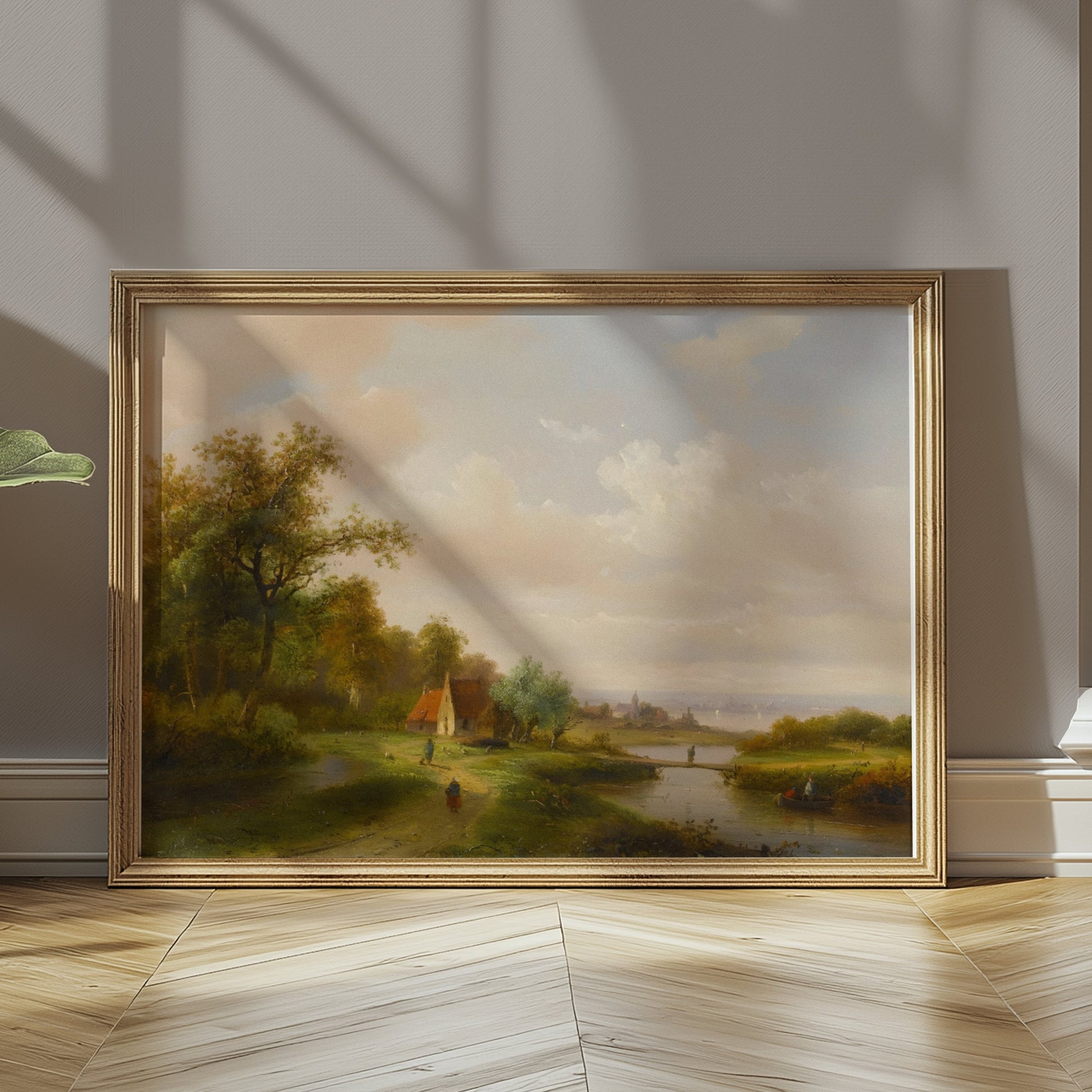 Premium Poster of Serene Countryside with River and Trees Art Print Posters