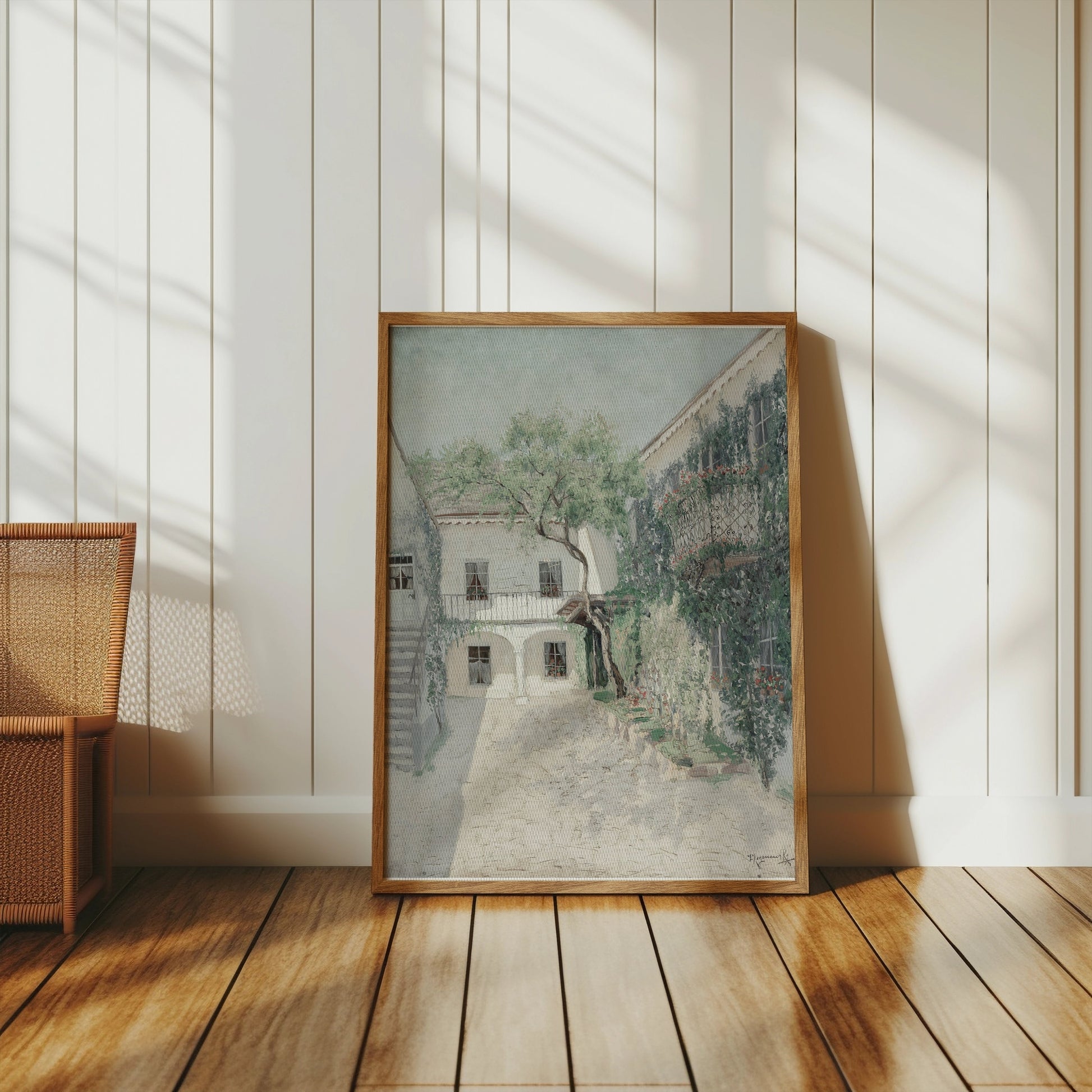 Premium Poster of Serene Courtyard with Lush Greenery Art Print Posters