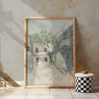 Premium Poster of Serene Courtyard with Lush Greenery Art Print Posters