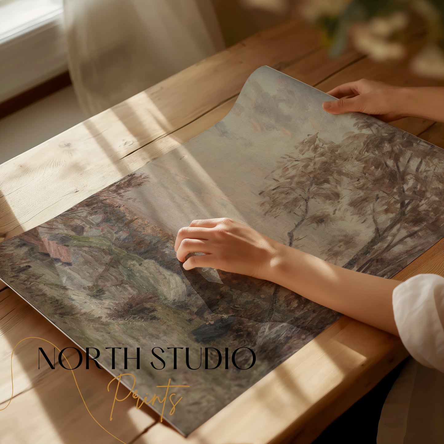 Premium Poster of Serene Evening Countryside Landscape Art Print Posters