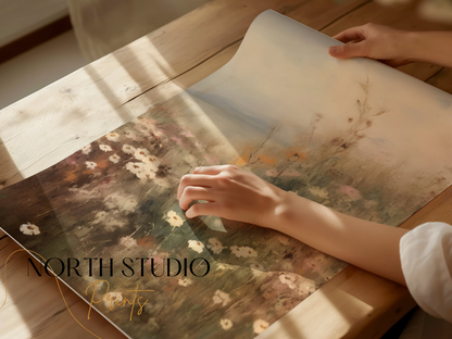 Premium Poster of Serene Floral Landscape Wildflowers Wall Art Posters