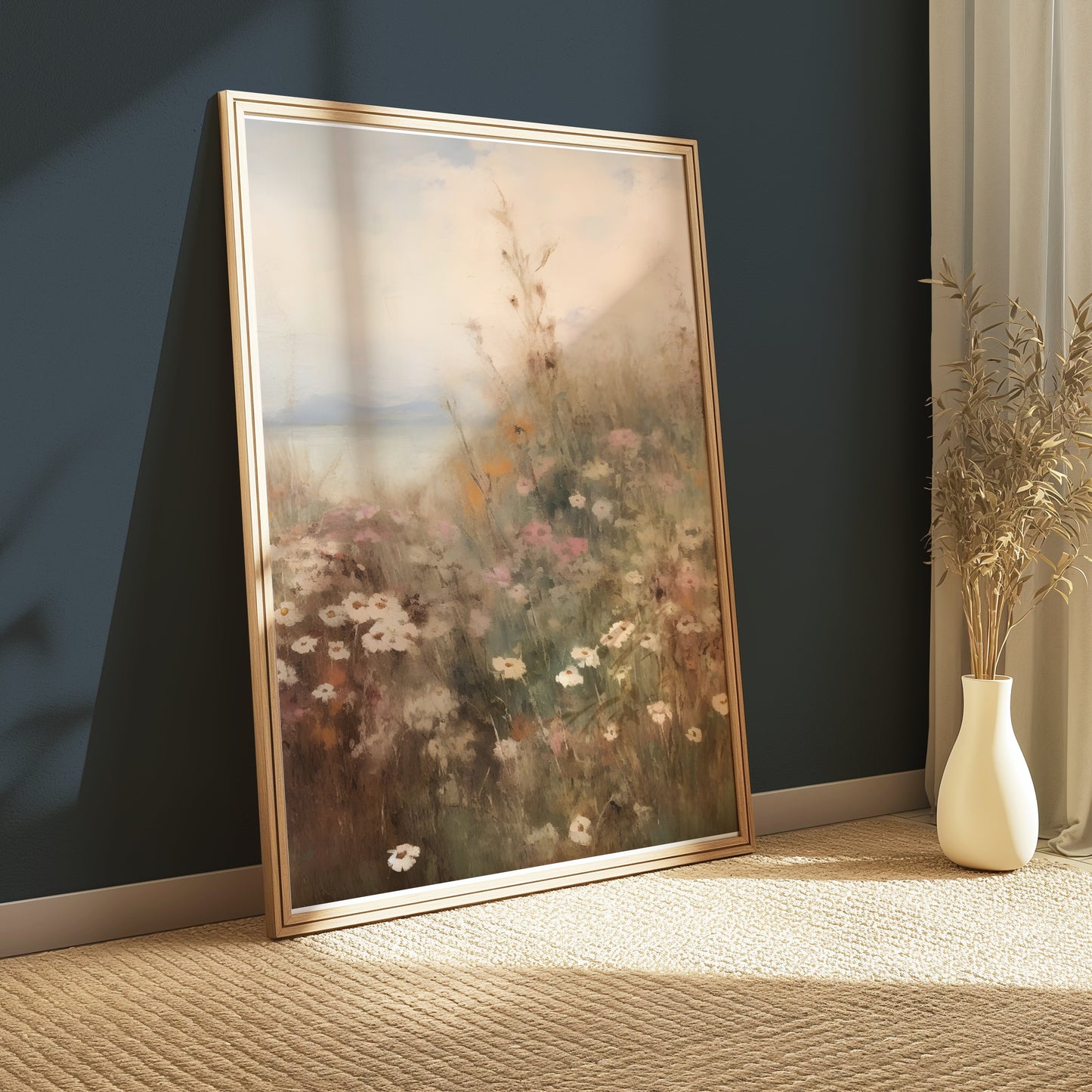 Premium Poster of Serene Floral Landscape Wildflowers Wall Art Posters