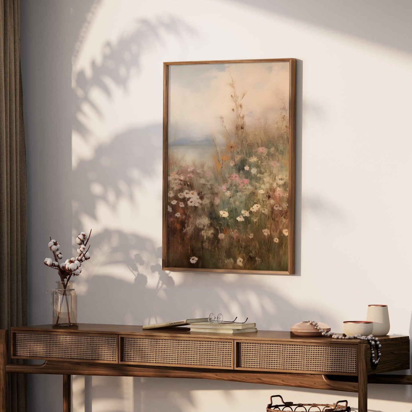 Premium Poster of Serene Floral Landscape Wildflowers Wall Art Posters