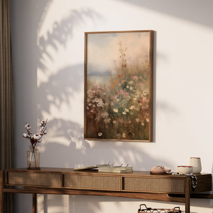 Premium Poster of Serene Floral Landscape Wildflowers Wall Art Posters