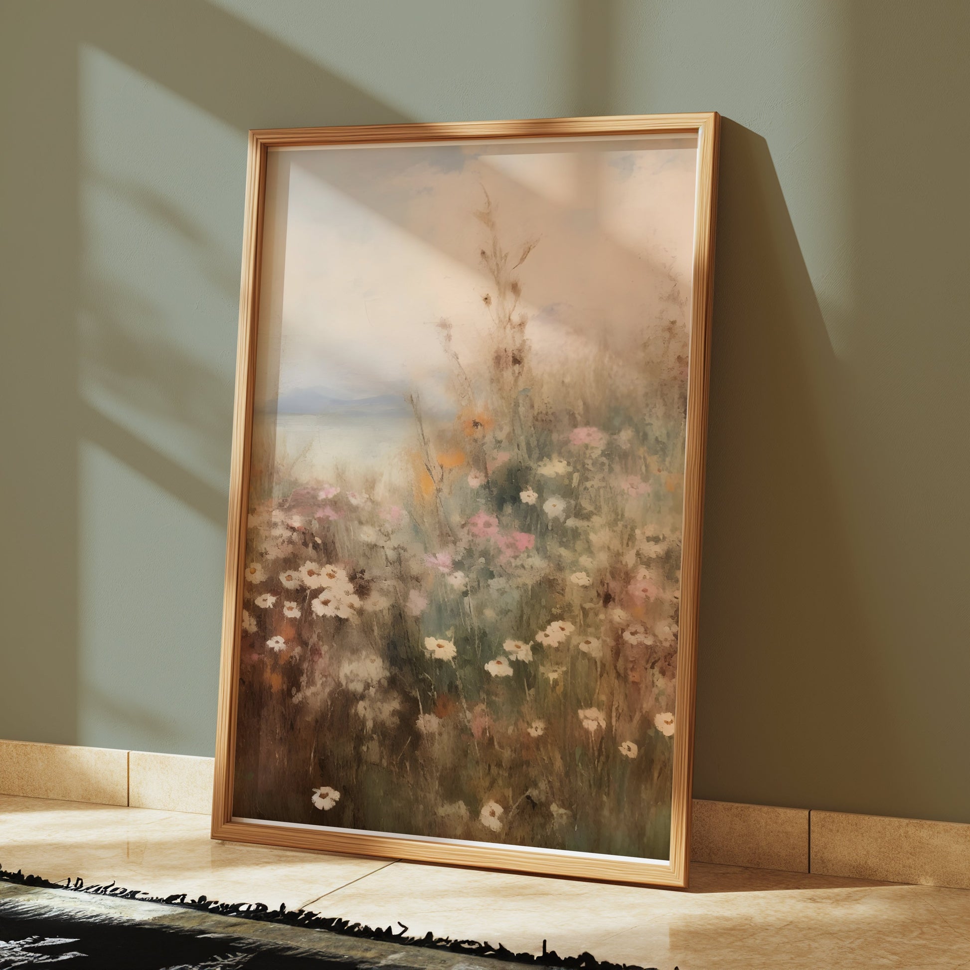 Premium Poster of Serene Floral Landscape Wildflowers Wall Art Posters