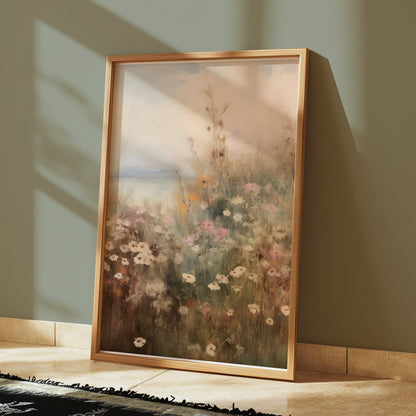 Premium Poster of Serene Floral Landscape Wildflowers Wall Art Posters