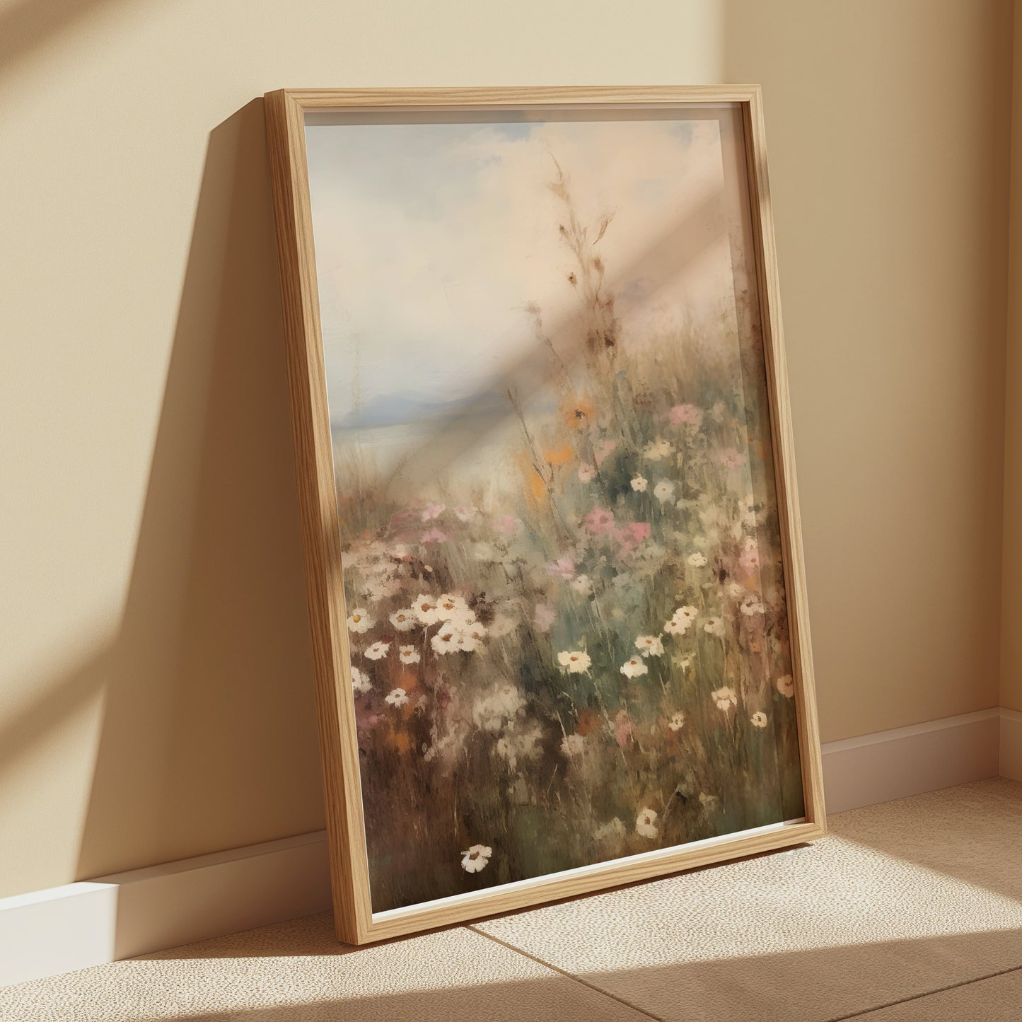 Premium Poster of Serene Floral Landscape Wildflowers Wall Art Posters