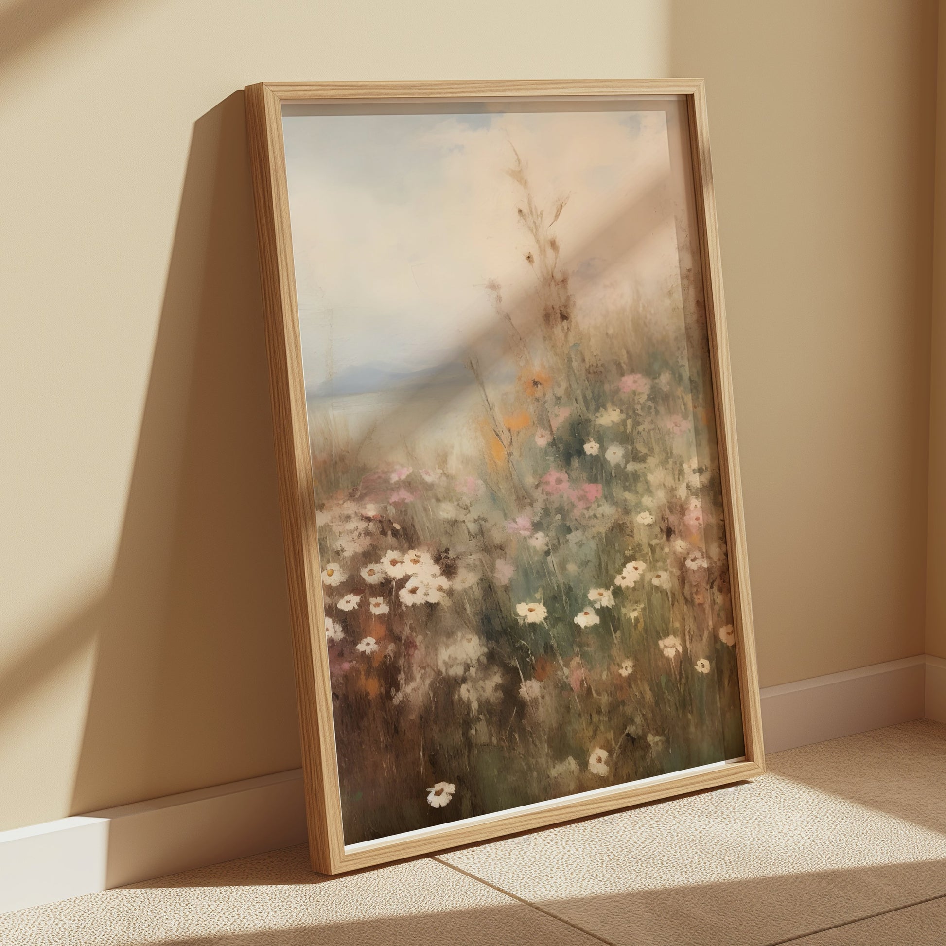 Premium Poster of Serene Floral Landscape Wildflowers Wall Art Posters