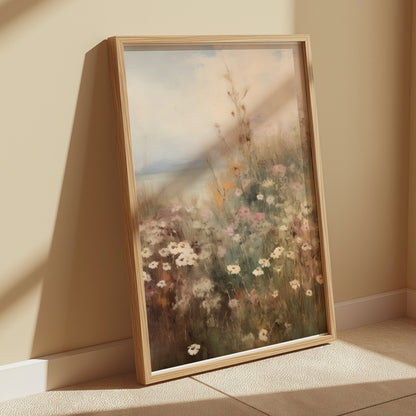 Premium Poster of Serene Floral Landscape Wildflowers Wall Art Posters